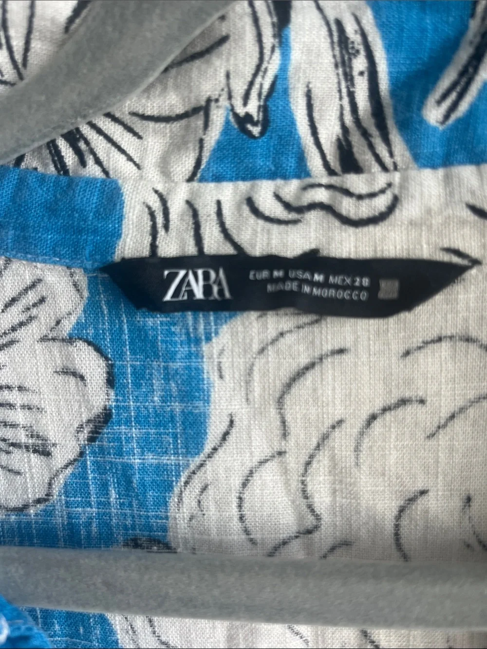 Zara Blue and White Floral Button-Up Blouse